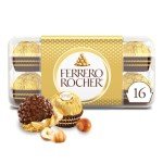 Ferrero Rocher, 16 Count, Premium Gourmet Milk Chocolate Hazelnut, Individually Wrapped Candy for Gifting, Mother's Day Gift, 7 oz