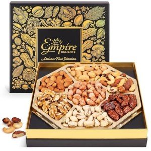 Nuts Gift Basket - Gourmet Nut Mix Gift Box, 7 Section Snack Basket with Assorted Nuts, Premium Nut Mix, Thoughtful Gifts for Holidays, Birthdays and Special Occasions