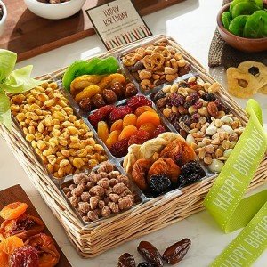 Broadway Basketeers Deluxe Birthday Dried Fruit And Nuts Gift Basket - A Premium Healthy Celebration Gift - Corporate, Family & Friends