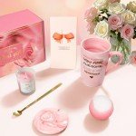 Gifts for Women, Mom, Wife, Girlfriend, Sister, Daughter, Grandma: Mothers Day Gifts, Happy Birthday, Christmas, Valentines Day, Pink Rose Spa Baskets Set