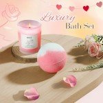 Gifts for Women, Mom, Wife, Girlfriend, Sister, Daughter, Grandma: Mothers Day Gifts, Happy Birthday, Christmas, Valentines Day, Pink Rose Spa Baskets Set
