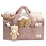 PeraBella Baby Diaper Caddy Organizer with Handle, Newborn Baby Essentials Registry Search Must Haves, Shower Gift Basket Boy&Girl, Portable Diaper Storage Basket Bin for Wipes, Car Caddy Organizer