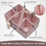 PeraBella Baby Diaper Caddy Organizer with Handle, Newborn Baby Essentials Registry Search Must Haves, Shower Gift Basket Boy&Girl, Portable Diaper Storage Basket Bin for Wipes, Car Caddy Organizer