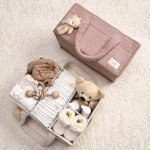 PeraBella Baby Diaper Caddy Organizer with Handle, Newborn Baby Essentials Registry Search Must Haves, Shower Gift Basket Boy&Girl, Portable Diaper Storage Basket Bin for Wipes, Car Caddy Organizer