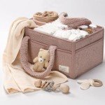 PeraBella Baby Diaper Caddy Organizer with Handle, Newborn Baby Essentials Registry Search Must Haves, Shower Gift Basket Boy&Girl, Portable Diaper Storage Basket Bin for Wipes, Car Caddy Organizer