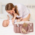 PeraBella Baby Diaper Caddy Organizer with Handle, Newborn Baby Essentials Registry Search Must Haves, Shower Gift Basket Boy&Girl, Portable Diaper Storage Basket Bin for Wipes, Car Caddy Organizer