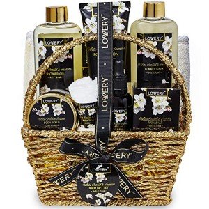 Mothers Day Gift Basket for Mom, Bath and Body Gift Basket for Women and Men – Orchid & Jasmine Home Spa Set With Body Scrubs, Lotions, Oils, Gels and More - Care Package for Women & Men - 9 Piece Set