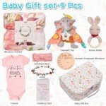 Baby Girl Gifts,Baby Shower Gifts for Girls,New Born Baby Girls Gift Sets,Welcome Baby Girl Gift Basket,Baby Milestone Blanket,Unique Baby Gift Essentials,Gender Reveal Gifts, Rattle Lovey Blanket