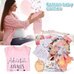 Baby Girl Gifts,Baby Shower Gifts for Girls,New Born Baby Girls Gift Sets,Welcome Baby Girl Gift Basket,Baby Milestone Blanket,Unique Baby Gift Essentials,Gender Reveal Gifts, Rattle Lovey Blanket