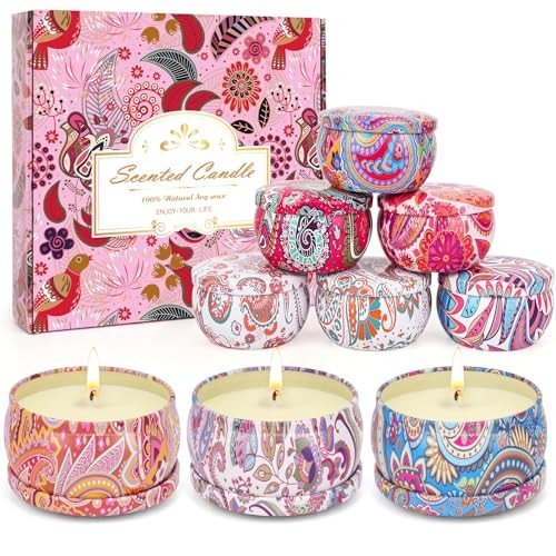 Scented Candles Gifts Set for Women, 9 Pack Aromatherapy Candles Pack Soy Wax Include Lavender, Jasmine and Vanilla Scented for Bridesmaid, Birthday, Valentine's, Mother's Day, Bath, Yoga