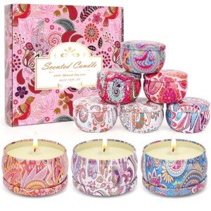 Scented Candles Gifts Set for Women, 9 Pack Aromatherapy Candles Pack Soy Wax Include Lavender, Jasmine and Vanilla Scented for Bridesmaid, Birthday, Valentine's, Mother's Day, Bath, Yoga