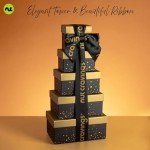 NUT CRAVINGS Mothers Day Gourmet Mom Treats - Chocolate Covered Pretzels & Caramel Popcorn Gift Basket, in Black Tower + Ribbon (8 Assortments) Food Arrangement, Healthy Snack Care Package, Kosher