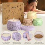 WarmEmbrace Scented Candles for Mom Women, 17.6oz Romantic Candles for Women Girl Candle Set, 120H Burning, Soy Candle for Home Scented, Lavender | Vanilla | Rose & Sandalwood | Jasmine - 4 Pack