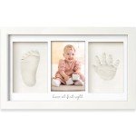 Baby Hand and Footprint Kit - Clay Handprint Keepsake Frame, Newborn Nursery Picture Frame, Personalized New Mom Gifts for Baby Shower & Registry (Alpine White)