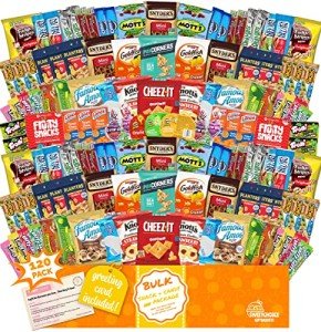 Snack Box Care Package (120 Count) Father's Day Variety Snacks candy Gift Box - College Students,Back to school Military, Work or Home - Chips Cookies & Candy! Sweet Choice
