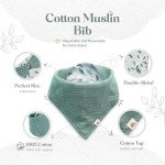 Mikito Organic Cotton Newborn Gift Box, Unisex Baby Gifts Including Muslin Lovey Comforter, Bandana Bib, Wooden Teether & Birth Announcement Sign