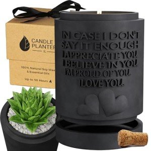 Candle Planter Triple Purpose Romantic, Aromatherapy Candles - Natural Soy Wax, Long-Lasting 50-Hour Burn, Sandalwood Scents - Gifts for Him, Her, Couple, Husband and Wife Birthday Gift Ideas