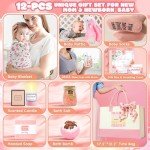 New Mom Gifts & Baby Girl Gift Set for Newborn,12PCS Baby Shower Gifts, Newborn Baby Girl Gifts,Pregnancy Gifts for Expecting Mom,New Mom Care Package After Baby, Pregnancy Gifts for Women and Baby