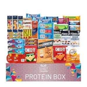 Jumbo Jumble Snack Box (40 Count) Protein Gift Care Package Snacks Variety Pack for Adults Teens Kids Men Women College Office Birthday (Protein Set)