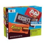 HERSHEY'S, KIT KAT and REESE'S Assorted Milk Chocolate Candy Variety Box, 27.3 oz (18 Count)