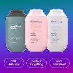 Method Body Wash Gift Set, Pure Peace, Simply Nourish and Sea + Surf, 3.4 oz Travel Size Bottles