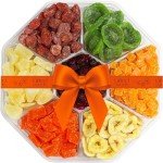 Father's Day Dried Fruit Gift Basket - 7 Sweet Tropical Gourmet Dried Fruit - Assorted Food Gift Box for Birthday, Sympathy, Men & Women.