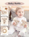 Lictin Baby Gift Set for Boys Girls, Baby Shower Gifts, Neutral Newborn Gifts Basket with Baby Blanket, Wooden Monthly Milestone Cards, Elephant Security Blanket, Rattle Socks and Wrist (Brown)