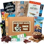 Macho Man Snack Pack Jerky Gift Box - High Protein Snacks for Men, Curated Beef Jerky Assortment Gift Box for Men, Husband, Dad, Boyfriend, Low Carb Keto