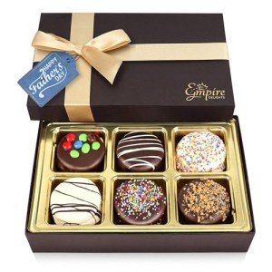 Fathers Day Cookies Gift Basket - Gourmet Treats for Dad, Delicious Chocolate Gift Basket for Men, Husband, or Grandpa - Fancy Chocolate Covered Cookies for Gifting, 6 Count