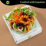 NUT CRAVINGS Fathers Day Gourmet Dad Treats - Dried Fruit Flower Arrangement in Wooden Apple-Shaped Gift Basket + Tray (9 Assortment) Healthy Snack Care Package, Kosher