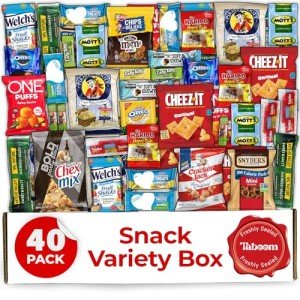 Snack Box Care Package 40 Count Gift Box - Large Variety Snacks & Treats for College Students, Adults, Kids, and Office Treats