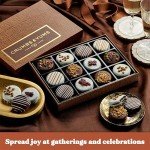 Fathers Day Cookies Gift Basket - 12 Gourmet Chocolate Covered Sandwich Cookies with Assorted Toppings - Assorted Food Gift Box for Fathers Day, Mothers Day, Family, Sympathy, Men & Women.