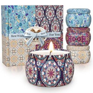 TranquilBliss Scented Candle Set, 4 Pack Soy Wax Candles, 120H Burn Time, Ideal Gifts for Women, Birthday Presents