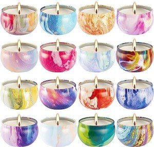 YOROXRG 16 Pack Scented Candles Gift Set - 2.5oz Strong Fragrance Natural Soy Wax Candles in Portable Travel Tin Jars - Perfect for Home Decoration and Gifting