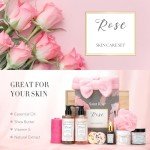 Spa Gifts for Women，10pcs Self Care Kit ROSE Scented with Facial Cleanser, Scrub Body Wash, Facial Clay Mask, Facial, Essential Oil, Birthday Gifts Skin Care Set, Mothers Day Gifts Ideas
