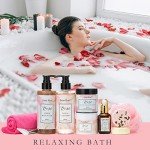 Spa Gifts for Women，10pcs Self Care Kit ROSE Scented with Facial Cleanser, Scrub Body Wash, Facial Clay Mask, Facial, Essential Oil, Birthday Gifts Skin Care Set, Mothers Day Gifts Ideas