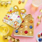 Birthday Chocolate Gift Basket, Candy Food Gifts Arrangement Platter, Gourmet Snack Gift Bow Tin Box, Bday Present Idea, Him & Her, Men Women Family Parties- 12 Gourmet Truffles- Bonnie & Pop