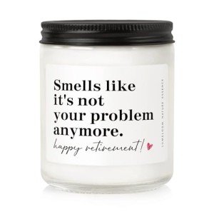 LUMELOOM Retirement Gift for Woman, Men - 9oz Lavender Scented Soy Wax Candle- Best 2025 Retired Gifts for Women, Men, Friends, Coworker, Teacher, Funny Retirement Candle