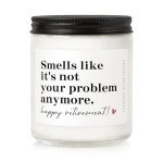 LUMELOOM Retirement Gift for Woman, Men - 9oz Lavender Scented Soy Wax Candle- Best 2025 Retired Gifts for Women, Men, Friends, Coworker, Teacher, Funny Retirement Candle