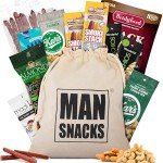 ManSnacks Deluxe Jerky & Nuts Gift Basket for Men - 28 pc - Large Variety of Beef Jerky Sticks, Pepperoni Sticks, Cheese Stick, Almonds, Peanuts & Pistachios, in a Manly Gift Bag