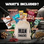 ManSnacks Deluxe Jerky & Nuts Gift Basket for Men - 28 pc - Large Variety of Beef Jerky Sticks, Pepperoni Sticks, Cheese Stick, Almonds, Peanuts & Pistachios, in a Manly Gift Bag