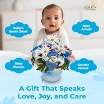 Deluxe Baby Blossom Clothing Bouquet | Newborn Baby Boy Gift Set | Unique Baby Gift Basket for Expecting Moms | New Baby Gift Basket | Blue Baby Gift Set | Baby Boy Outfits | Nikki's Gift Baskets