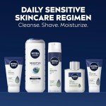 NIVEA MEN Sensitive Skin Care Set for Men, Face Wash, 5 Fl Oz + Body Wash, 16.9 Fl Oz + Shave Gel, 7 Oz + Soothing Post Shave Balm, 3.3 Fl Oz + Face Lotion SPF 15, 2.5 Fl Oz