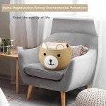PandaEar Cotton Rope Baby Basket, Baby Gift Basket Nursery Laundry Organizer with Cute Bear Design for Storage Infant Newborn Essentials, Diaper Caddy Basket with Handle