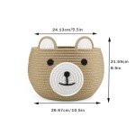 PandaEar Cotton Rope Baby Basket, Baby Gift Basket Nursery Laundry Organizer with Cute Bear Design for Storage Infant Newborn Essentials, Diaper Caddy Basket with Handle