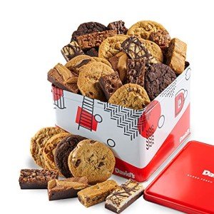 David's Cookies 5lb Assorted Cookies & Brownies Tin Gift Basket – Fresh-Baked Delicious Gourmet Treats for Sharing | Ideal Party Pack Gift Basket for Family, Friends, Holidays, & Special Occasions
