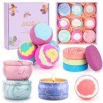 Bath Bombs for Women, Relaxing Spa Gift Basket Set, Unique Self Care Gift for Women, Bath Bombs+Scented Candles+Shower Steamer Bubble Bath Gifts for Mom Sister Friend Wife Teacher Nurse