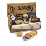 Dan the Sausageman Silver Star Gourmet Meat & Cheese Gift Box – Original & Jalapeno Summer Sausages, Sweet Hot Mustard, Sockeye Salmon, Water Crackers, Almond Roca – 8-Item Holiday Snack Box