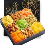 Dried Fruit & Nuts Gift Basket - 9 Variety Assortment Mix- Gourmet Dried Fruit ans Nuts Snack Box, In An Elegant Gift Box for Birthday, Anniversary, Sympathy, for Men and Women