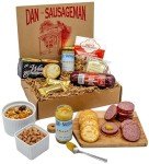 Dan the Sausageman Klondike Gourmet Meat Snack Box with Summer Sausage, Sweet Mustard, Water Crackers, Honey Roasted Peanuts, Addiction Granola, Almond Roca – 7-Piece Items Holiday Box